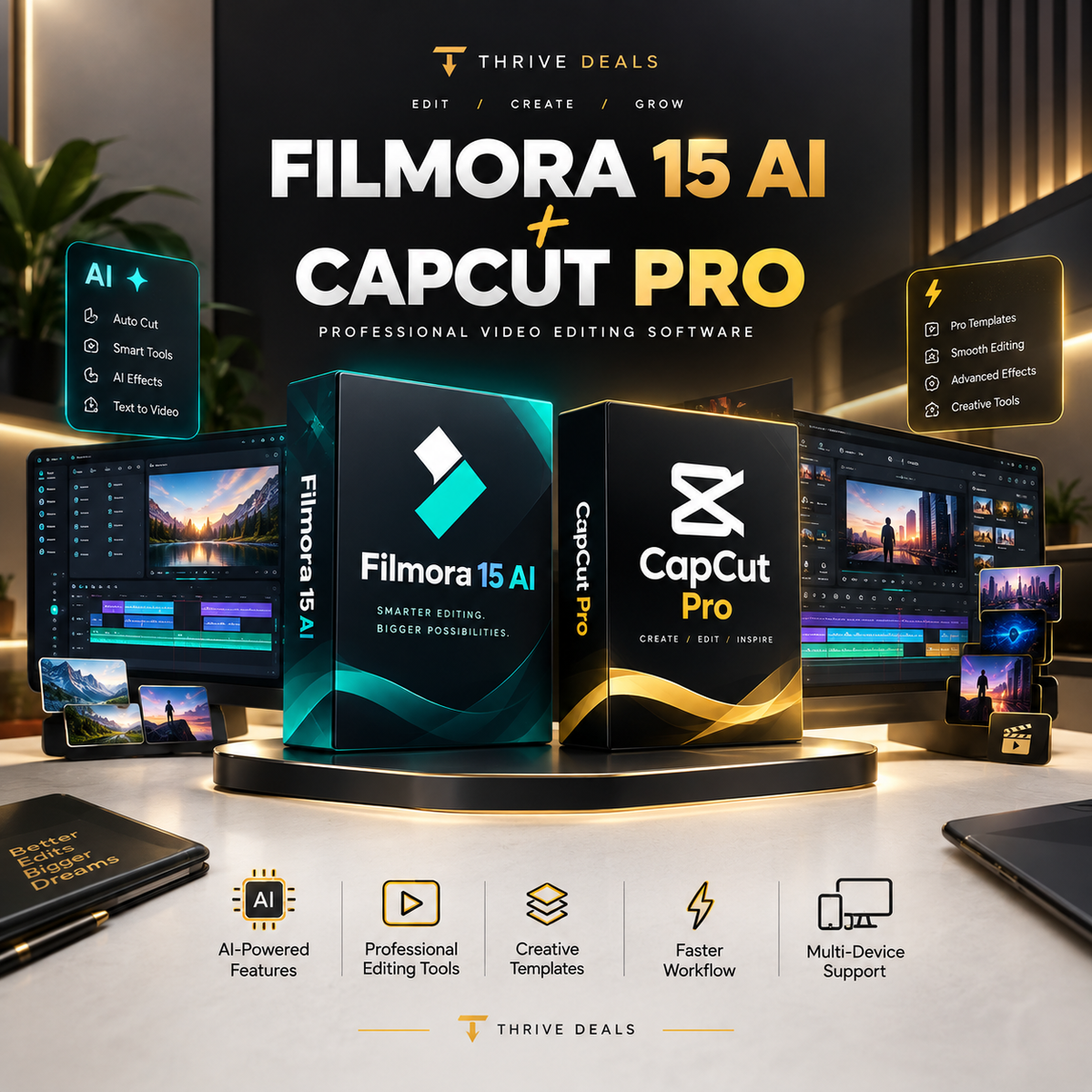 Filmora 15 AI + CapCut Pro — Premium Video Editing Bundle