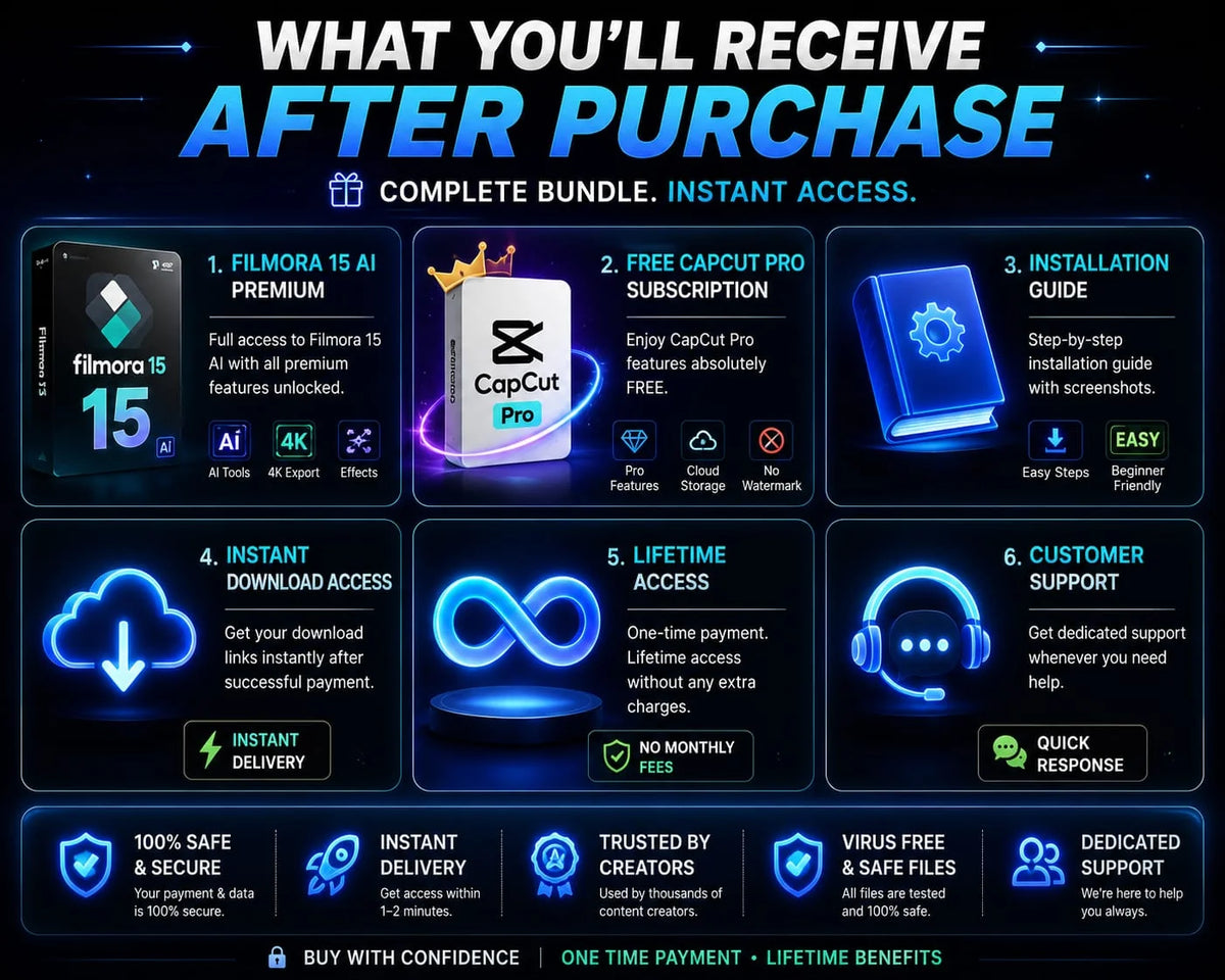 Filmora 15 AI + CapCut Pro — Premium Video Editing Bundle